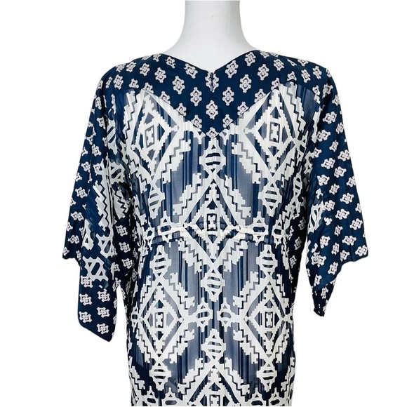 NEW Tory Burch Beatrice Dress Tapestry Geo  Cover Up Caftan Dress Fringe Size 4 - Picture 14 of 16